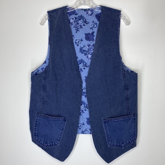 Unbranded Tops - Western Floral Denim Reversible Vest XL-XXL
